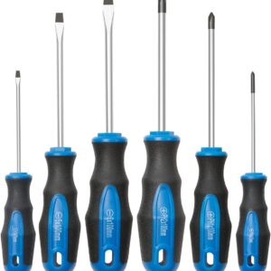 6PCS Magnetic Tip Screwdriver Set, 3 Phillips and 3 Flat, Professional Cushion Grip | 6-Piece Hand Tools Set